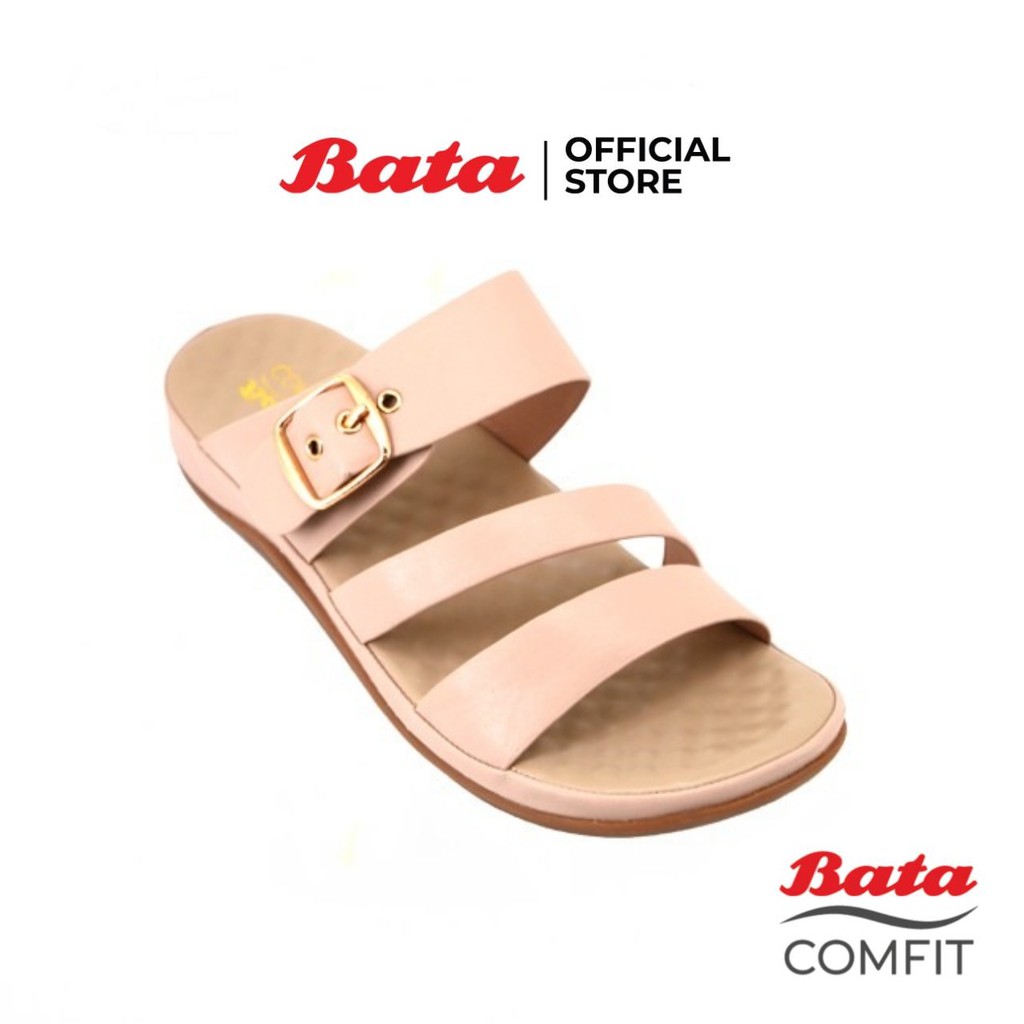 bata-comfit-รองเท้าแตะลำลองหญิง-รองเท้าเพื่อสุขภาพ-slip-on-แบบสวม-เปิดส้น-สีเบจ-รหัส-6618522