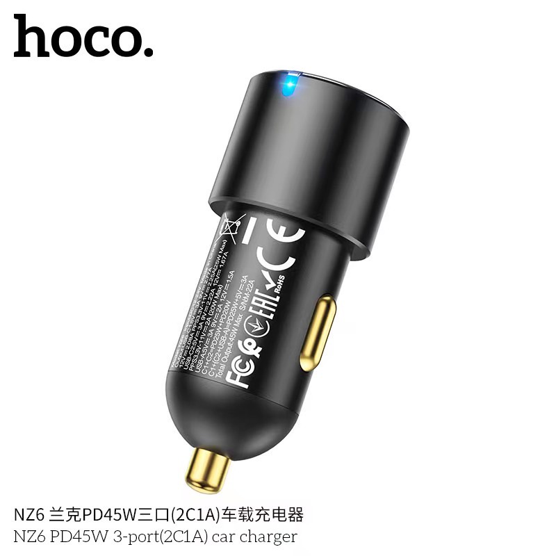 hoco-รุ่น-nz6-pd45w-3-port-car-charger-หัวชาร์จในรถยนต์-รองรับเทคโนโลยีชาร์จเร็ว-hoco-nz6-หัวชาร์จในรถยนต์-210466