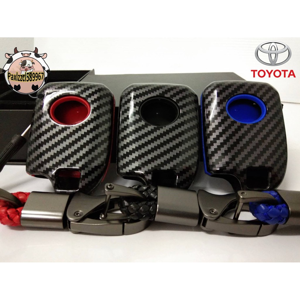 เคสเคฟล่ารีโมทกุญแจรถยนต์-toyota-vios-yaris-ativ-smart-key-รุ่น-2ปุ่ม