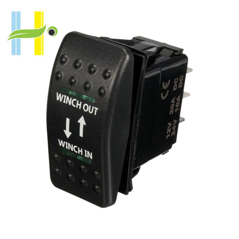 12V 20A Winch In Winch Out ON-OFF-ON Rocker Switch 7 Pin LED RED ...