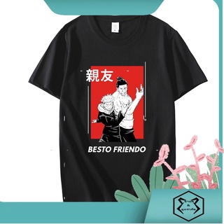 เสื้อยืดแขนสั้น ผ้าฝ้าย พิมพ์ลายอนิเมะ Besto Friendo Itadori and Todo Pose Jujutsu Kaisen สําหรับผู้ชาย