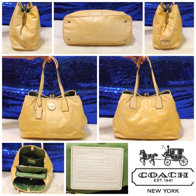 coach-signature-patent-leather-carryall-shoulder-handbag-แท้