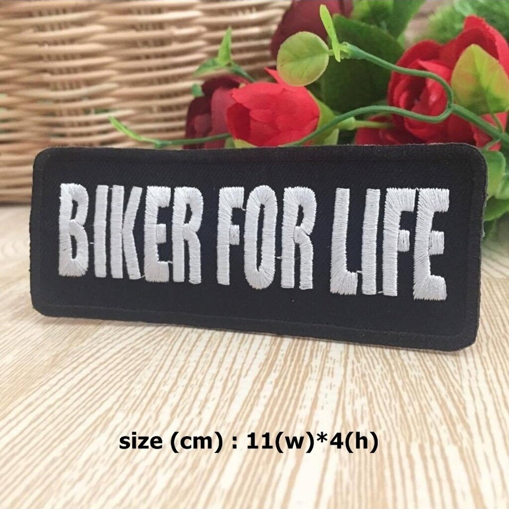 biker-for-life-racing-ตัวรีดติดเสื้อ-อาร์มรีด-อาร์มปัก-ตกแต่งเสื้อผ้า-หมวก-กระเป๋า-แจ๊คเก็ตยีนส์-quote-embroidered-ir