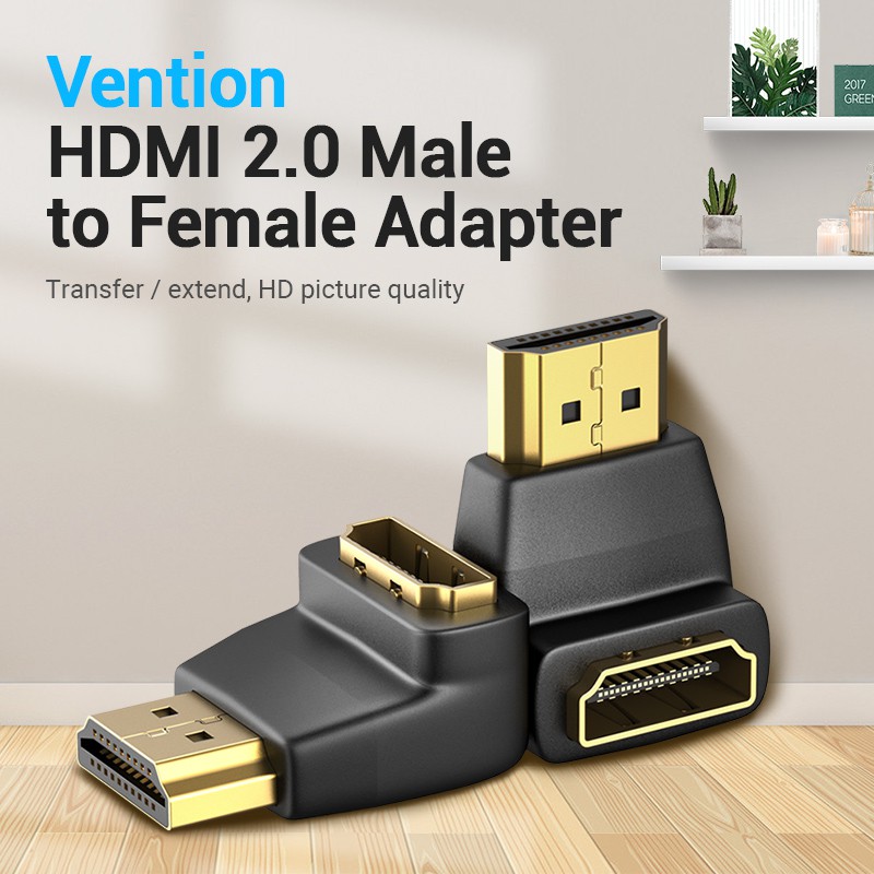 ภาพหน้าปกสินค้าVention อะเเดปเตอร์ HDMI 4K 3D 1080P ตัวผู้ เป็น ตัวเมีย ตรง มุมหัก 90 องศา เเละ 270 องศา สำหรับคอมพิวเตอร์แล็ปท็อป จากร้าน ventionofficial.th บน Shopee