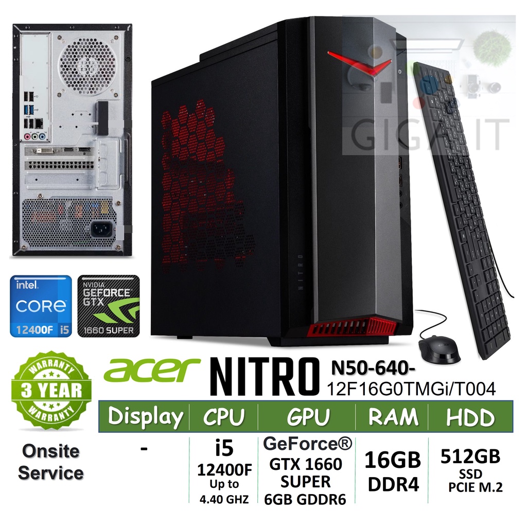 Acer Desktop Nitro N50-640-12F16G0TMGi/T004 (i5-12400F, 16GB, GTX1660 ...