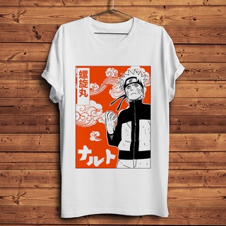 เสื้อยืดแขนสั้นลําลอง พิมพ์ลายการ์ตูนอนิเมะ Shinobi Uzumaki สีขาว สไตล์ญี่ปุ่น แนวสตรีท สําหรับผู้ชาย และผู้หญิง