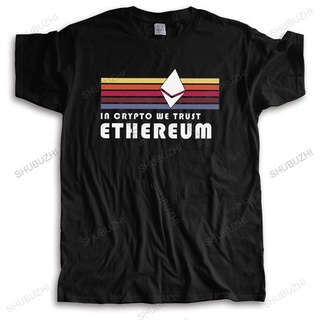 [S-5XL] เสื้อยืดแขนสั้นลําลอง ผ้าฝ้าย พิมพ์ลายทาง Ethereum In Crypto We Trust สําหรับผู้ชาย