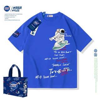 👕✨เสื้อยืดแขนสั้น ผ้าฝ้าย ทรงหลวม ลาย Nasa NYLEE แฟชั่นฤดูร้อน สําหรับผู้ชาย และผู้หญิง