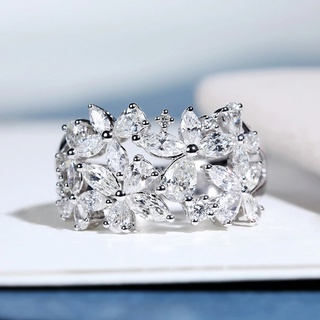 มาใหม่ แหวนเงินแท้ 925 ประดับคริสตัล รูปดอกไม้ โรแมนติก เครื่องประดับ สําหรับผู้หญิง เจ้าสาว งานแต่งงาน งานเลี้ยง 2022