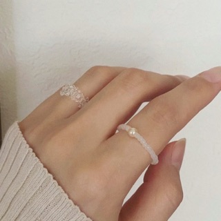 เกามากแม๊ ✨ Tiny pearl clearly beads ring | แหวนลูกปัดเกาหลี