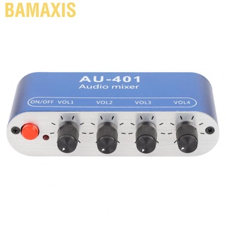 Bamaxis Mini Stereo Mixer 4 in 1 Out Volume Adjustment 3.5mm Sound Selector Amplifier DC 5V-12V for PC Laptop Headphone