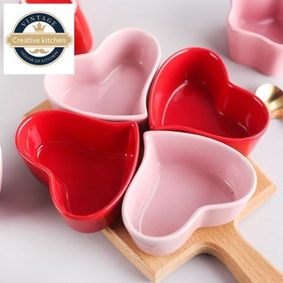 (●◡●)ชามรักชามเซรามิกรูปหัวใจสีแดงชามอบรูปหัวใจชามพุดดิ้งชามขนมญี่ปุ่นชามไอศครีม