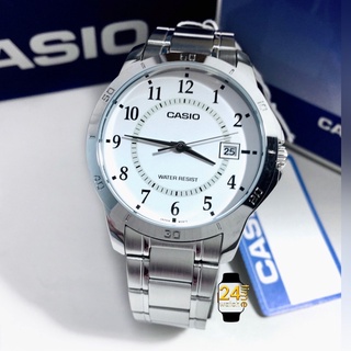 Casio Classic Silver casioผู้ชายแท้ หน้าปัดสีขาว นาฬิกาCasio คาสิโอ นาฬิกาแท้ นาฬิกาผู้ชาย นาฬิกาแบรนด์เนม พร้อมประกัน