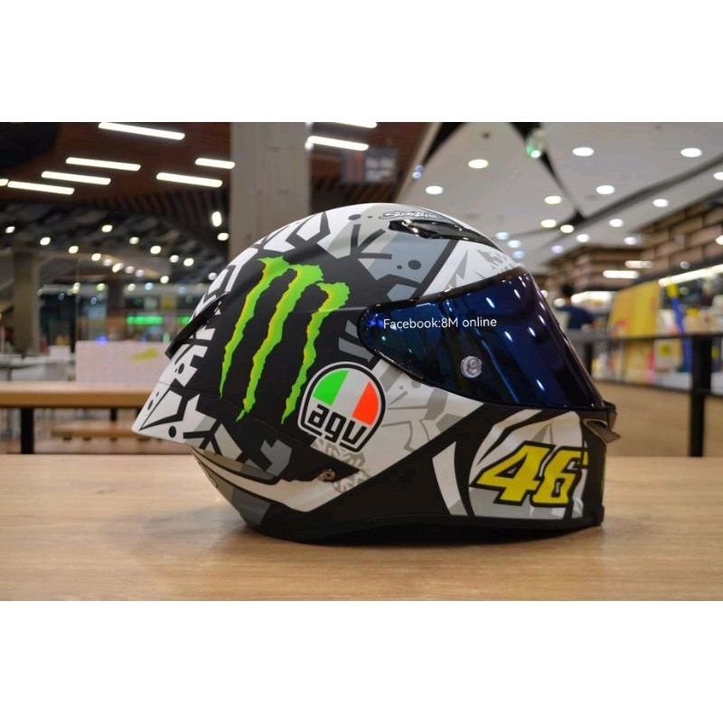 หมวกกันน็อคเต็มใบสีขาวลาย-monster-รอสซี่-46-motogp-หมวกกันน็อคเต็มใบหมวกกันน็อคสวยๆสำหรับผู้ชายผู้หญิง