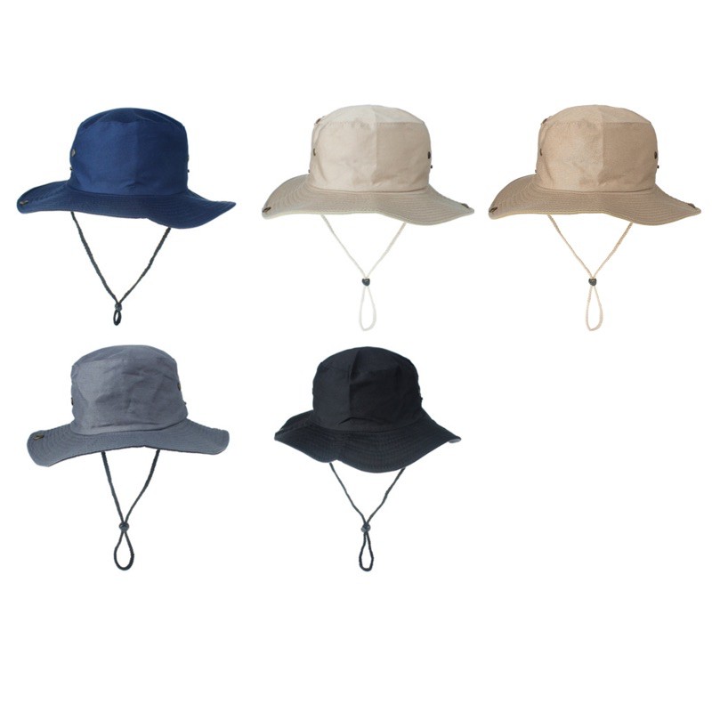 รูปภาพสินค้าแรกของ(XF) หมวกบักเก็ต หมวกเดินป่า หมวกกันแดด มีสายคล้อง ผ้าหนา