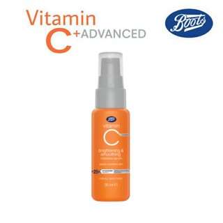 ใหม่ล่าสุด Boots Vitamin C Advance Serum วิตามินซี แอดวานซ์ ไบร์ทเทนนิ่ง แอนด์สมูทติ้ง อินเทนซีฟ ซีรั่ม ขนาด 30 มล