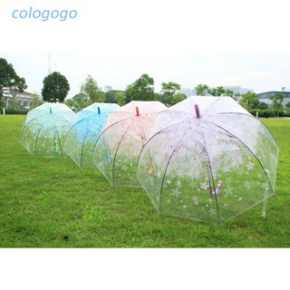 COLO  Romantic Transparent Clear Flowers Bubble Dome Umbrella Half Automatic For Wind Heavy Rain