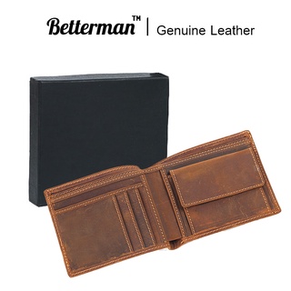 หนังแท้ ! กระเป๋าสตางค์หนังแท้ใบสั้น | Betterman™ Genuine Leather short wallet mens
