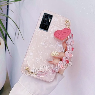เคสโทรศัพท์ VIVO V23E V21 V20 SE Pro 5G Casing Cute Shell Pattern Phone Cell Case Bling Soft Case with Love Chain Cover VIVOV23E