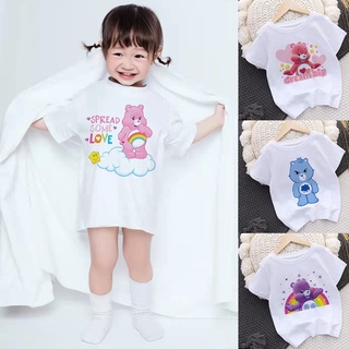 เสื้อยืดแขนสั้น พิมพ์ลายการ์ตูน Care Bears น่ารัก สําหรับเด็กผู้หญิง