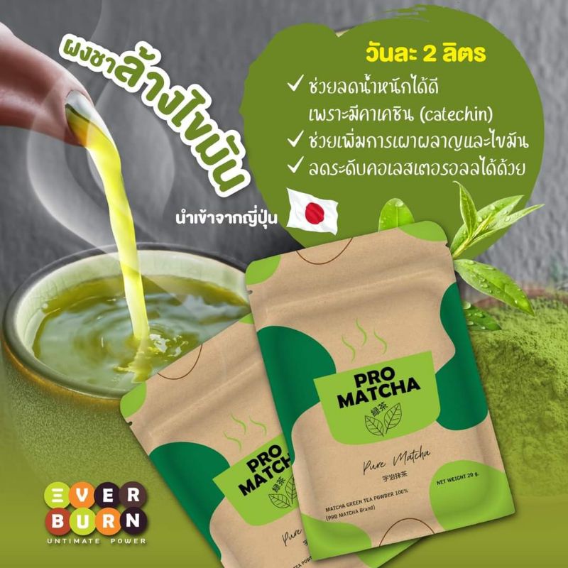 Pro matcha ชาเขียวมัทฉะญี่ปุ่นแท้100% ผงชาล้างไขมัน | Shopee Thailand