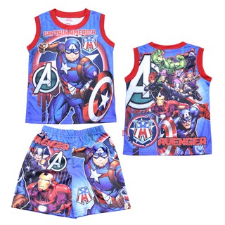 เสื้อผ้าเด็กลายการ์ตูนลิขสิทธิ์แท้เด็กผู้ชาย/ผู้หญิง Captain America เสื้อเด็กผ้ามัน Avengers DMA243-02