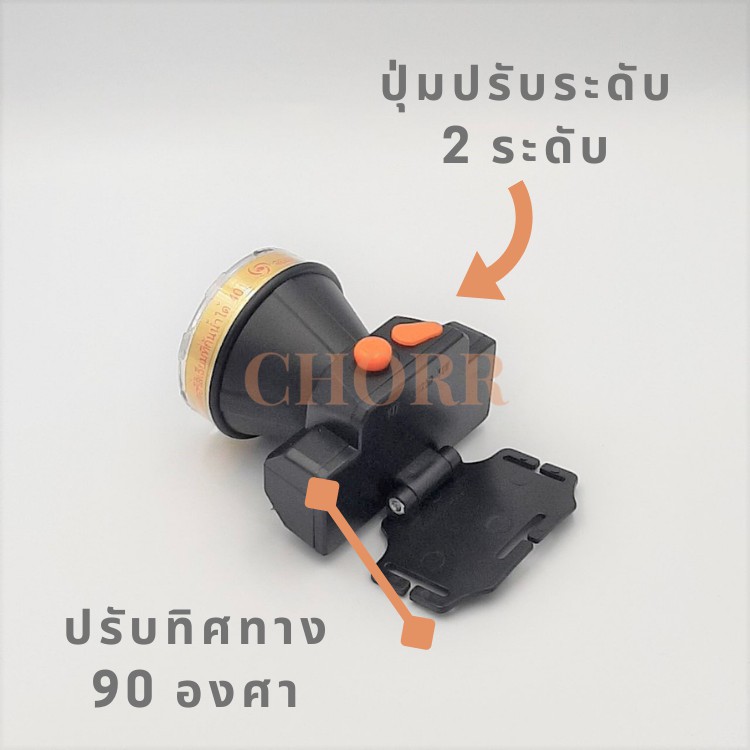 ไฟฉายคาดหัวกันน้ำ-headlight-vjp-401-แสงเหลือง-led-30-วัตต์-ปรับไฟได้-2-ระดับหน้าปัด-5-ซ-ม-การใช้งาน-6-12-ชั่วโมง