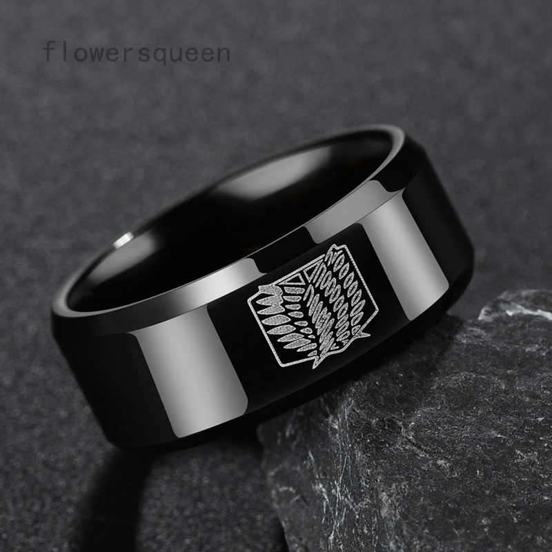 ภาพหน้าปกสินค้าflowersqueen แหวนไทเทเนียมผู้ชาย Titan สีดำ ขนาด 8 มม.