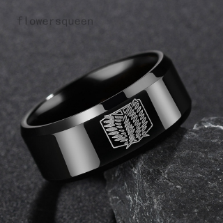 flowersqueen แหวนไทเทเนียมผู้ชาย Titan สีดำ ขนาด 8 มม.
