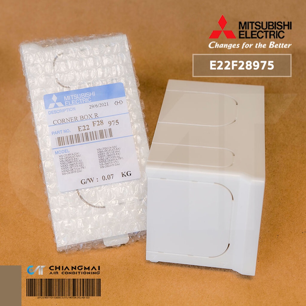 ภาพหน้าปกสินค้าE22F28975 ฝาครอบปิดมุมตัวเครื่องแอร์ Mitsubishi Electric ฝาครอบมุมเครื่อง (ขวา) CORNER BOX RIGHT