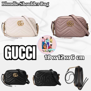 Gucci GG Marmont Series กระเป๋าถือขนาดเล็ก/กระเป๋าสะพายข้าง/กระเป๋าสะพายโซ่