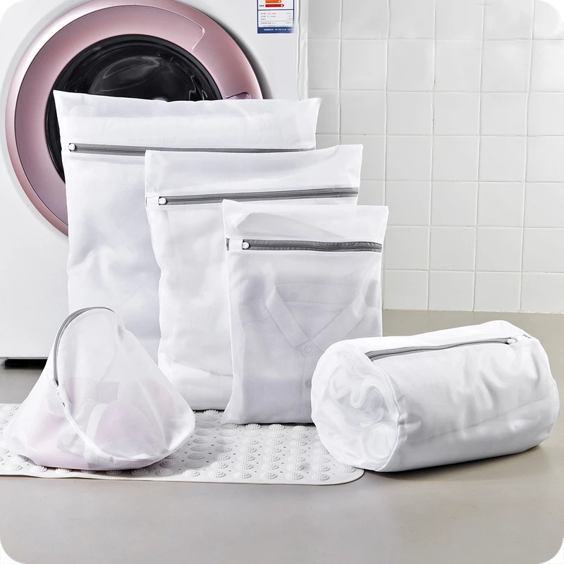 Household Foldable Zipper Fine Mesh Laundry Bag/Protective Clothing  Underwear Bra Washing Machine Bag