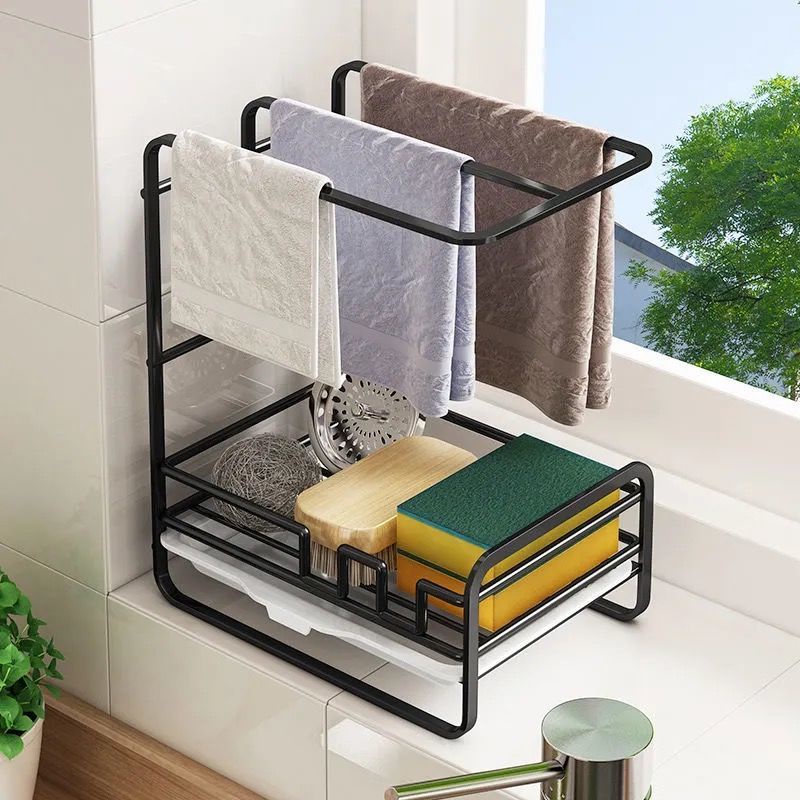เครื่องครัวห้องครัว-rag-rack-rack-scouing-pad-ชั้นวางของเคาน์เตอร์ผ้าเช็ดจานท่อระบายน้ำเคาน์เตอร์แขวนผนังของใช้ในครัวเรื