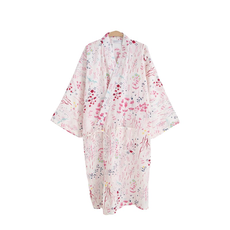 ชุดนอน-ฤดูร้อนผ้าฝ้ายบางผ้ากอซ-nightgown-คู่ชายญี่ปุ่นกิโมโนยูกาตะผ้าฝ้ายชุดนอนคาร์ดิแกนยาวชุดนอนเหงื่อนึ่งสูท
