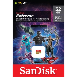 สินค้า SanDisk Extreme microSD 32GB ความเร็วอ่าน 100MB/s เขียน 60MB/s (SDSQXAF-032G-GN6GN, Mobile Gaming)