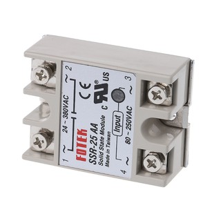 โมดูลโซลิดสเตทรีเลย์ SSR-25 AA 25A 250V 80-250V อินพุต AC เอาต์พุต 24-380V AC