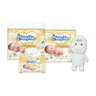 โปรโมชั่น : ลด300โค้ดMAMYSPOMY MamyPoko Super Premium Organic Welcome New Mom Set - ชุดของขวัญสำหรับคุณแม่มือใหม่ ผ้าอ้อมเด็กแบบเทป ไซส์ NB S  ทิชชู่เปียก 80 ชิ้น