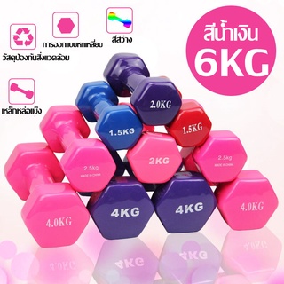 (1ข้าง) 9kg. ดัมเบล 6 เหลี่ยม Hex Dumbbell ด้ามชุบโครเมี่ยม ยกน้ำหนัก ดัมเบลเหล็กหุ้มยาง #DH