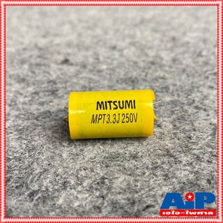 1ตัว MITSUMI 3.3UF 250V Cสีเหลือง MET คาปาซิเตอร์ C3.3/250V C3.3/250Vสีเหลือง ซีเสียงแหลม 3.3/250V ซีตัดเสียงแหลม เอไ...