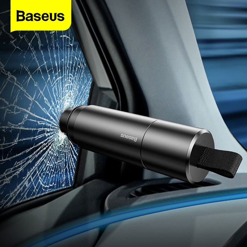 ภาพหน้าปกสินค้าBaseus รถค้อนทุบกระจกกระจกหน้าต่างรถ Breaker ที่นั่งอุปกรณ์ตัดสายช่วยชีวิตหนีค้อนอุปกรณ์ฉุกเฉินอัตโนมัติ