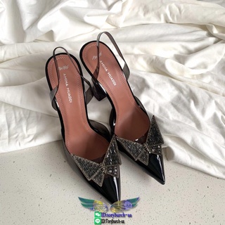 amina muanddi PVC butterfly-embellished slingback heel pump sandal stylish party wedding shoes 35-40