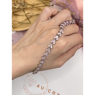 4u Crystal- GF022 (S925) ชุดสร้อยข้อมือโมจสแนต สีชมพู