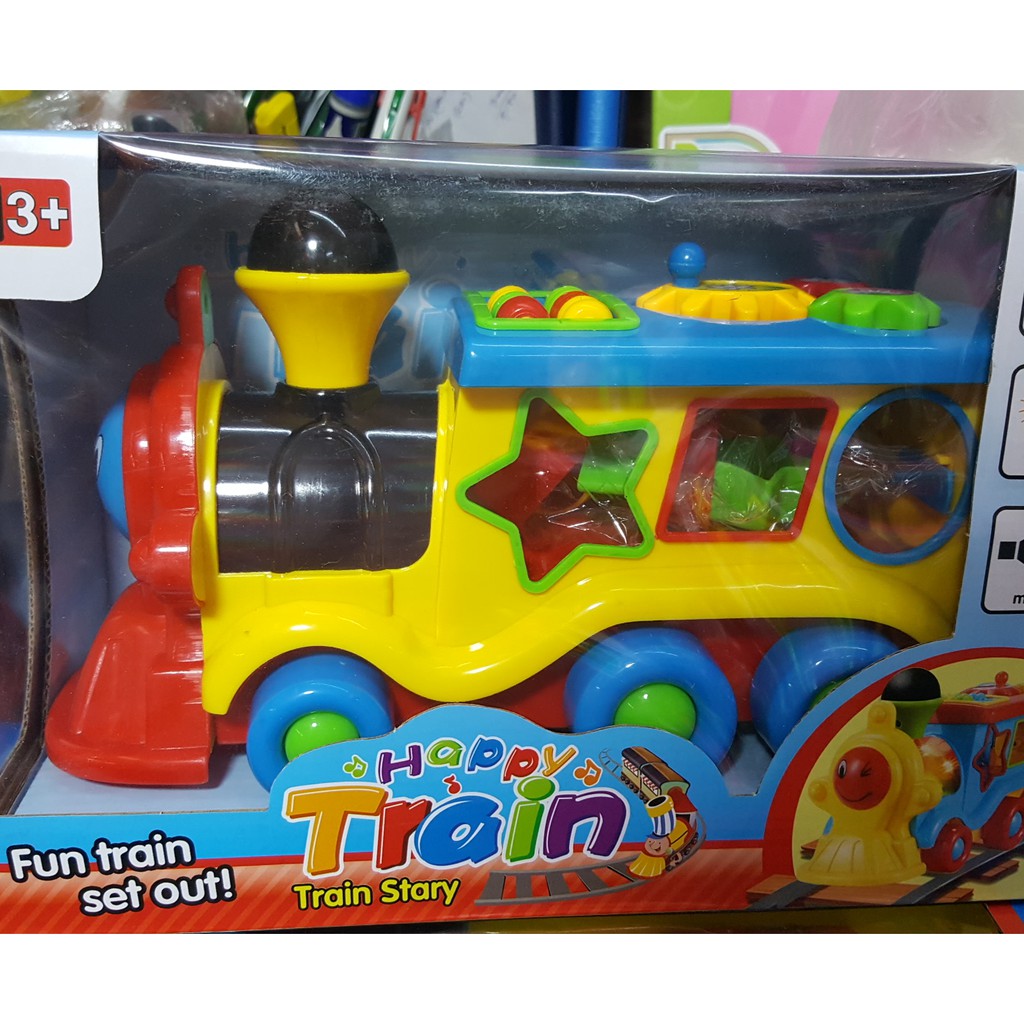 ของเล่นรถไฟวิ่ง-ใส่ถ่าน-บล็อกหยอด-มีไฟ-มีเสียง-สีเหลือง