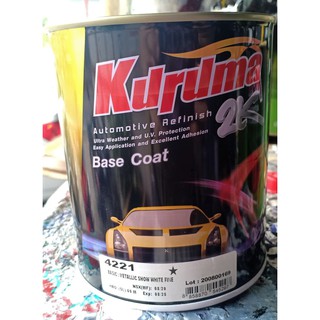 สีรถยนต์ สีพ่นรถยนต์2k สีพ่นรถยนต์อะคริลิค Kuruma คูลูม่าร์ 2K สีบรอนซ์ METALLIC SHOW WHITE FINE 4221 (ขนาด 1 ลิตร)