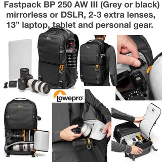 กระเป๋ากล้อง Fastpack BP 250 AW III เหมาะDSLR เลนส์ 2-3 ชิ้น โดรน แล็ปท็อป 13 นิ้ว กันน้ำ ของแท้ประกันศุนย์ 6ปี (ส่งฟรี)