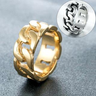 เครื่องประดับแฟชั่นแหวนคู่รักไทเทเนียมเหล็กโซ่สีทองสีเงิน 18 k