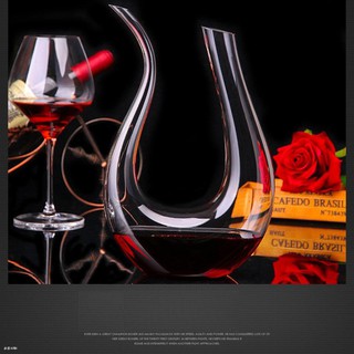 ☘crys☘Decanter ดีแคนเตอร์  เหยือกพักไวน์ เทมเทชั่น Crystal Clear Glass U-Shaped Horn Wine Decanter