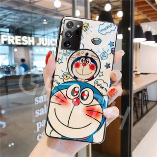 เคสโทรศัพท์ Samsung Galaxy Note 20 Ultra 5G Note20 Casing  With Bracket Blu-ray Doraemon Cartoon Soft Case Couples Phone Cover Stand Holder