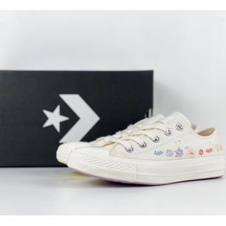 Converse All Star ox รองเท้าผ้าใบลําลอง ข้อสั้น ปักลายดอกไม้ สําหรับผู้ชาย ผู้หญิง เหมาะกับการเล่นกีฬา -513