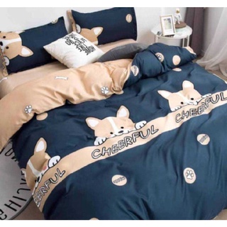 ชุดผ้าปูที่นอน 6 ชิ้น ชุดเครื่อง​นอนลายสุนัข  ชุดผ้านวม  ผ้านวม + ผ้าปูที่นอน
